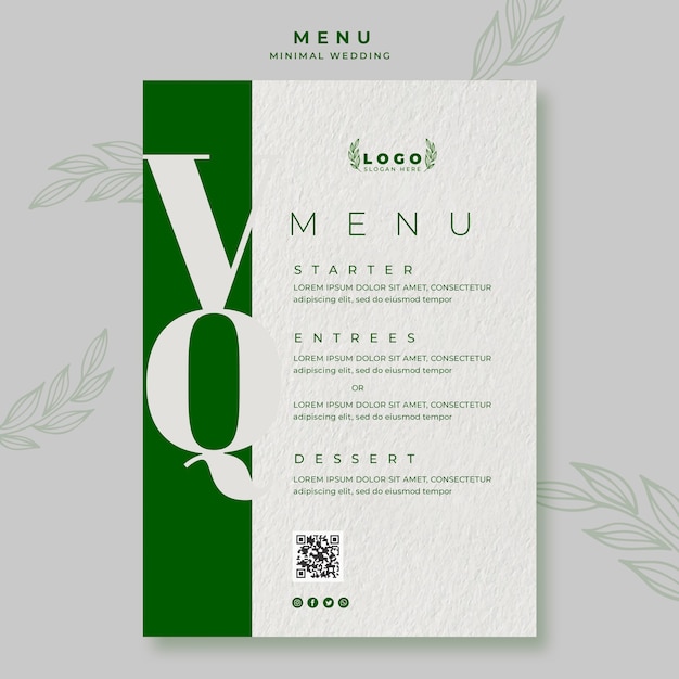 Minimal wedding menu template