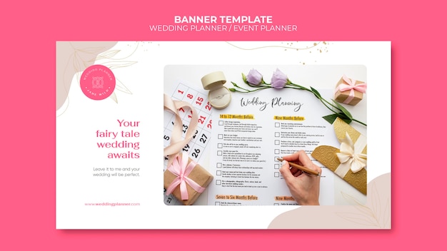 PSD gratuito modello di banner di wedding planner minimo