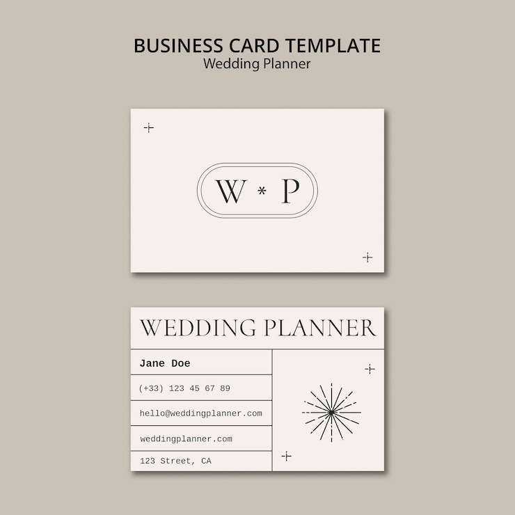 Free PSD minimal wedding planner business card