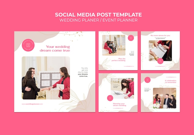 Post sui social media di wedding planner minimi