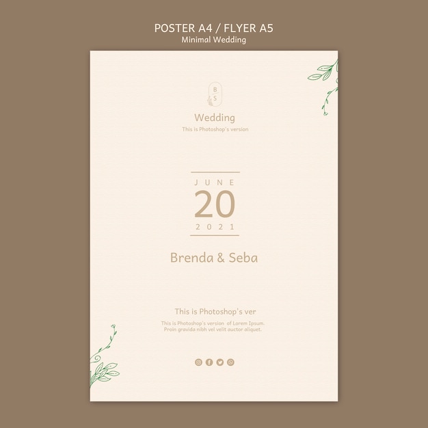 Minimal wedding poster template