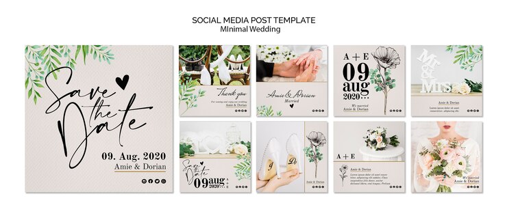 Free PSD minimal wedding social media post template