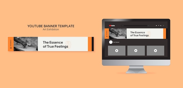 PSD gratuito banner youtube della mostra d'arte minimalista
