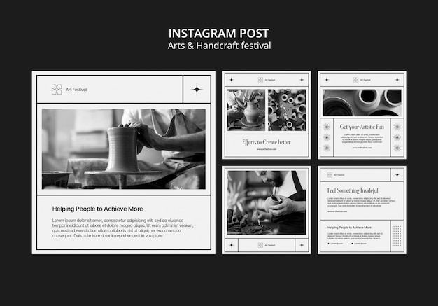 Free PSD minimalist arts and handcraft instagram posts