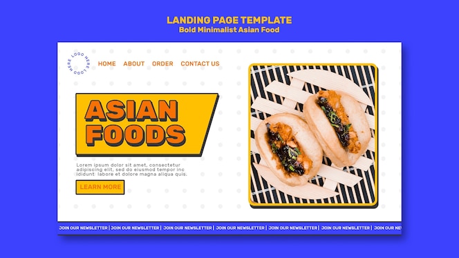 Minimalist asian food landing page template