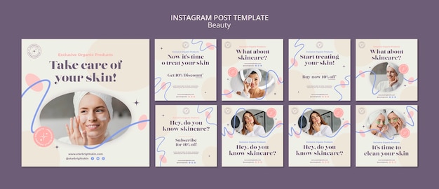 PSD gratuito post di instagram di design di bellezza minimalista