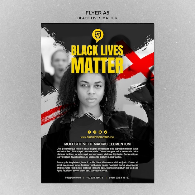 Free PSD minimalist black lives matter poster template with photo