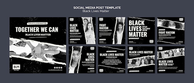 Минималистские черные жизни имеют значение сообщения в социальных сетях