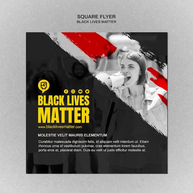 Free PSD minimalist black lives matter square flyer with photo