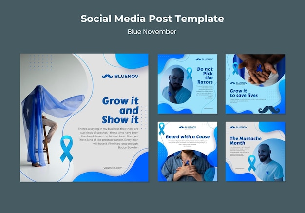 Modello di post sui social media di novembre blu minimalista