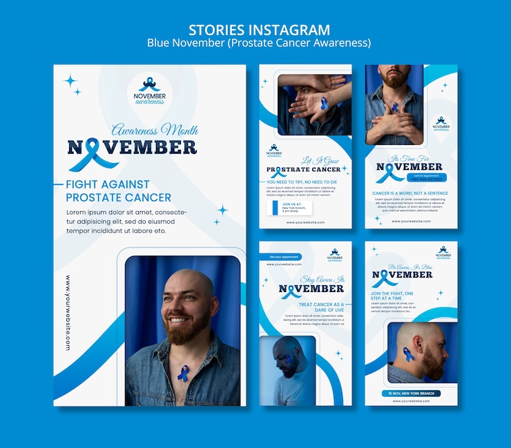 Free PSD minimalist blue november social media stories