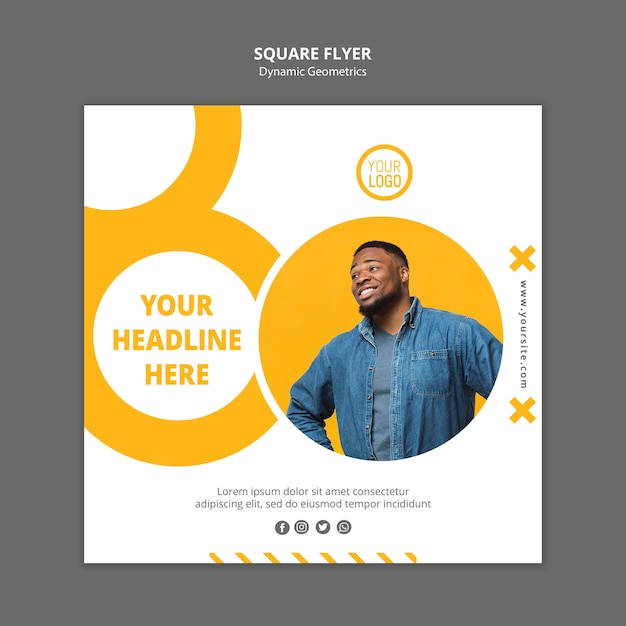 Minimalist business ad square flyer template