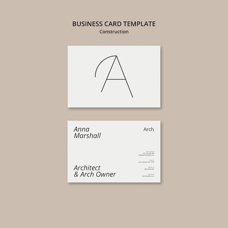 Free PSD minimalist construction project business card