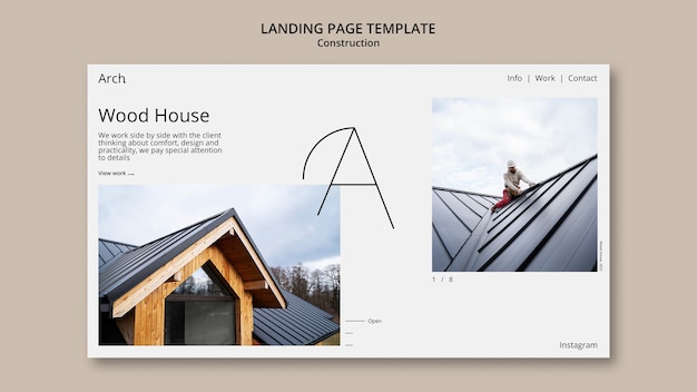 Free PSD minimalist construction project landing page