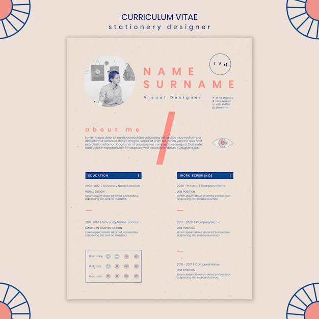 Free PSD minimalist curriculum vitae template