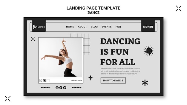 Free PSD minimalist dance landing page template design