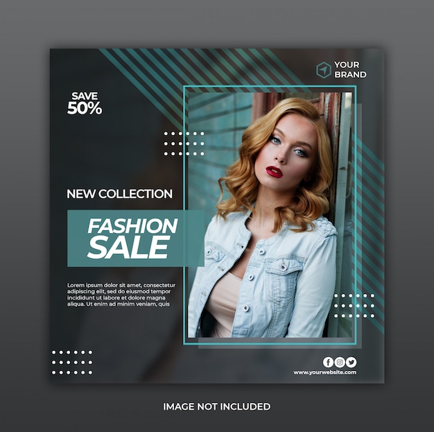 Minimalist fashion sale promotion banner or square flyer for social media post template