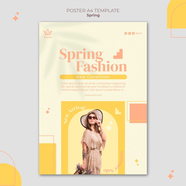 PSD gratuito modello minimalista del manifesto di primavera di moda