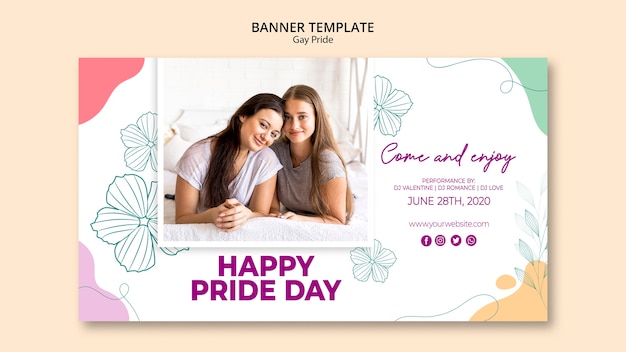 Minimalist gay pride template banner