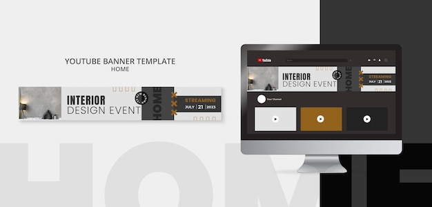 PSD gratuito modello di banner youtube home minimalista