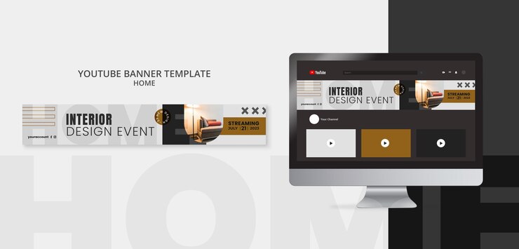 Free PSD minimalist home youtube banner template