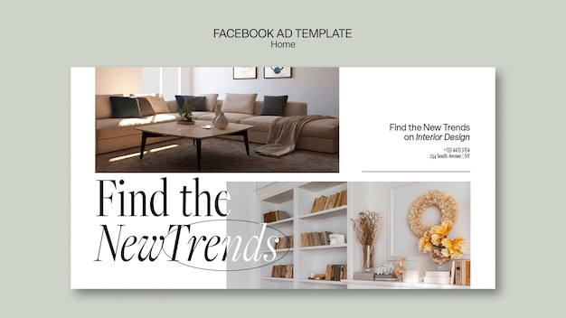 PSD gratuito modello facebook di design d'interni minimalista