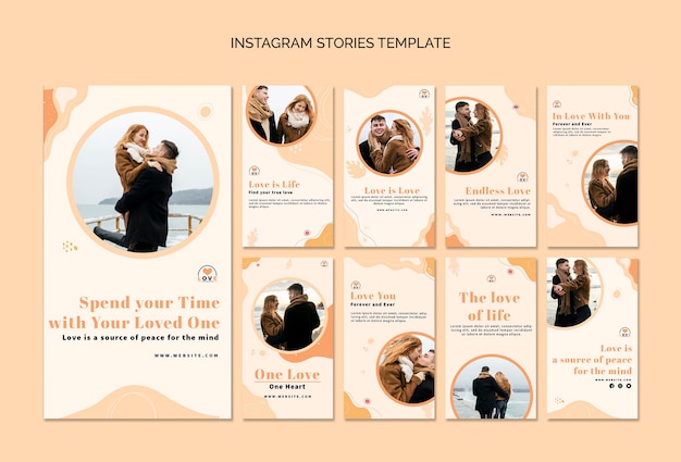 Minimalist love instagram stories design template