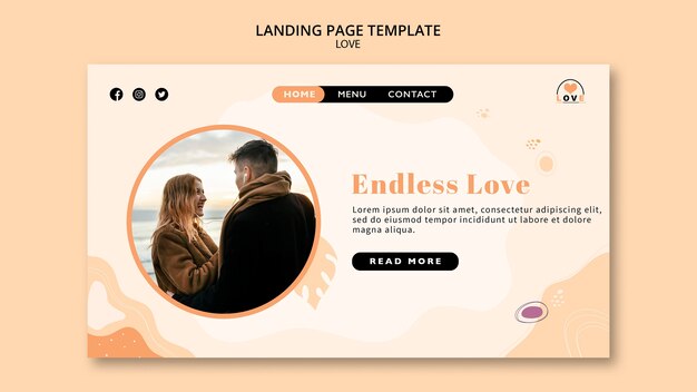 Minimalist love landing page design template