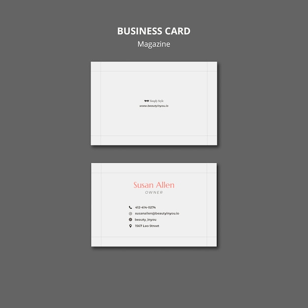 Free PSD minimalist magazine business card design template