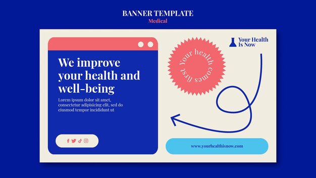 Minimalist medical banner template design