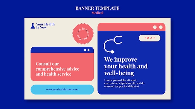 PSD gratuito design minimalista del modello di banner medico