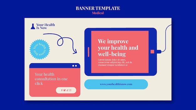 PSD gratuito design minimalista del modello di banner medico