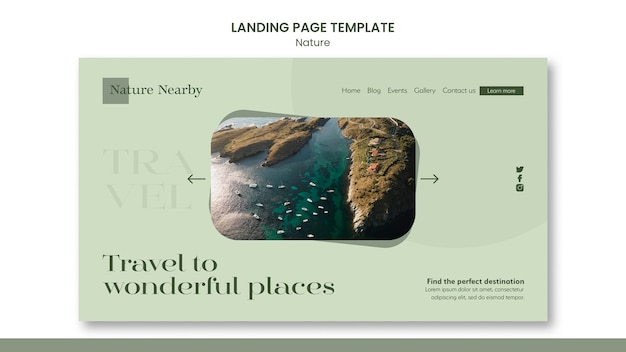 Free PSD minimalist nature landing page template