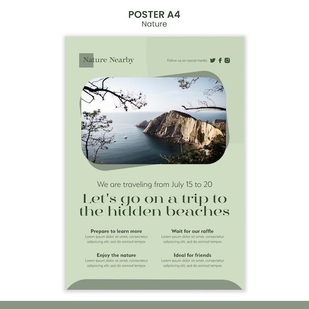 PSD gratuito modello di poster di natura minimalista