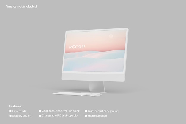 Minimalist pc desktop screen mockup