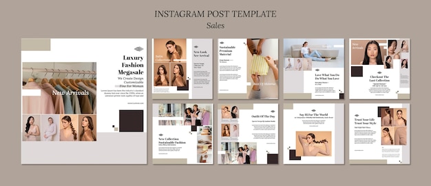 Set di post instagram di vendita minimalista