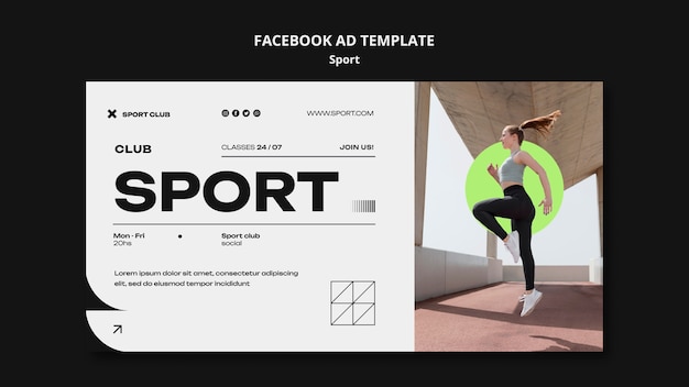 PSD gratuito modello facebook di concetto di sport minimalista