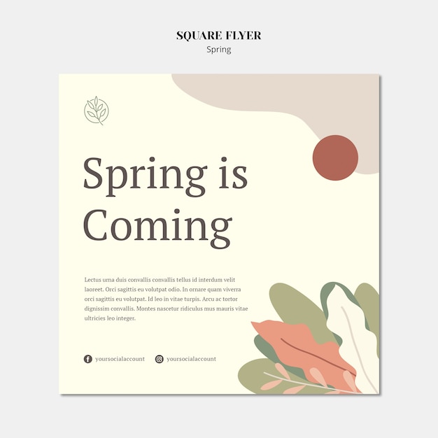 Free PSD minimalist spring square flyer template