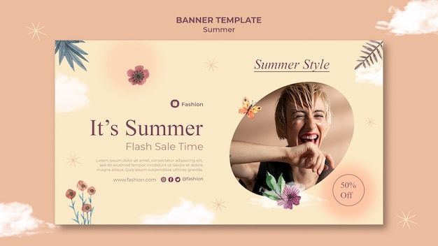 Minimalist summer banner design template