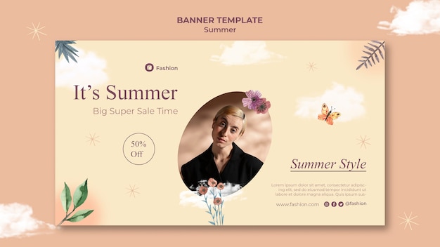 Free PSD minimalist summer banner design template