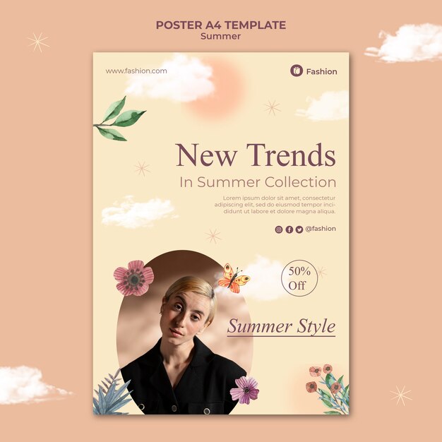 Minimalist summer poster design template
