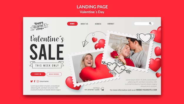 Minimalist valentine's day sale landing page template