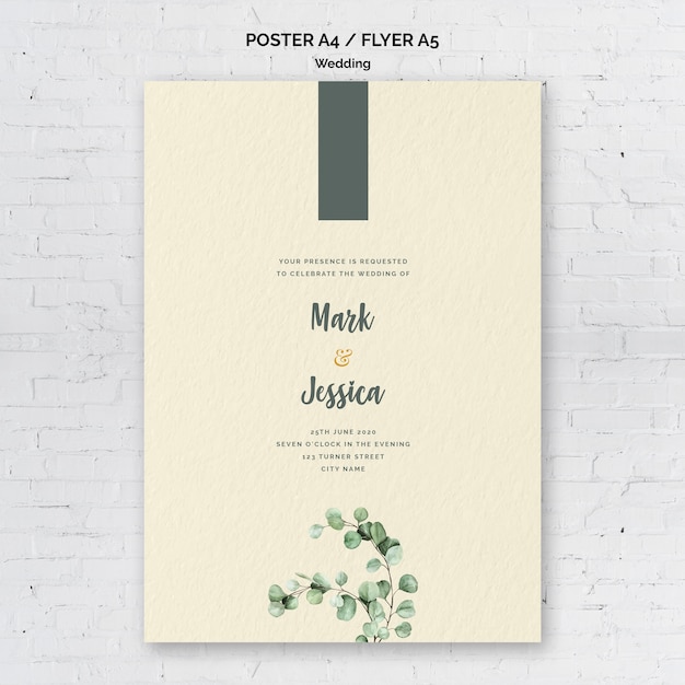 Free PSD minimalist wedding flyer template