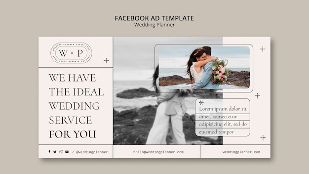 Modello facebook minimalista di wedding planner