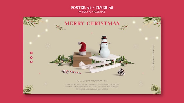 Minimalistic christmas horizontal banner template