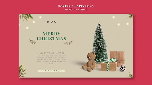 Free PSD minimalistic christmas horizontal banner template