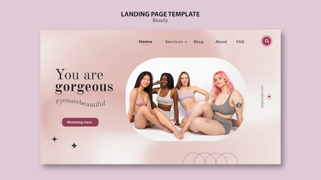 Minimalistic design landing page of beauty template