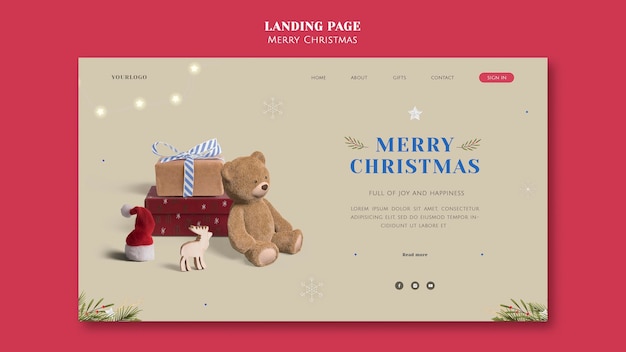 Free PSD minimalistic festive christmas landing page template
