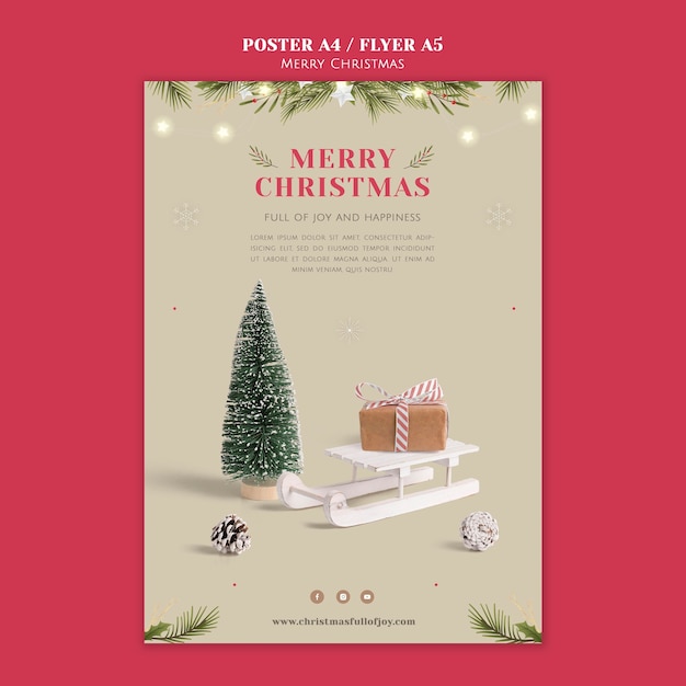 무료 PSD 최소한의 축제 크리스마스 인쇄 템플릿