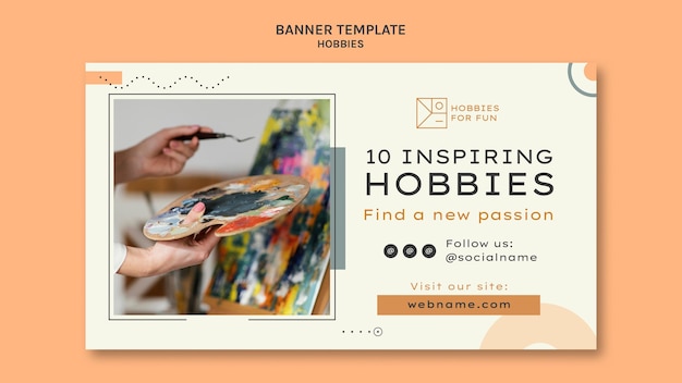 Minimalistic hobbies horizontal banner template